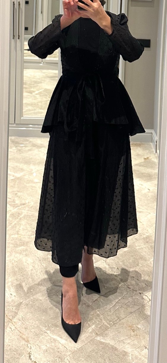 Siyah Uzun Hamile Keten Ceket - Görsel 4