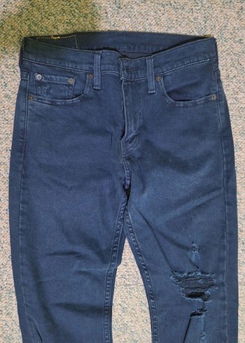 Kadın Lacivert Yırtık Bol Kesim Jean - Görsel 2