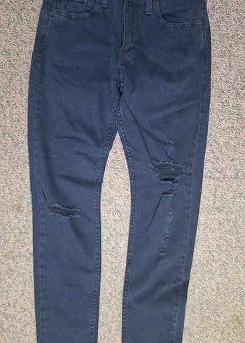 Kadın Lacivert Yırtık Bol Kesim Jean - Görsel 3