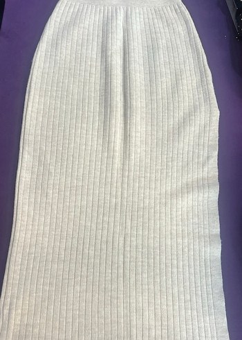 Beyaz triko Uzun Kadın Etek - Görsel 2