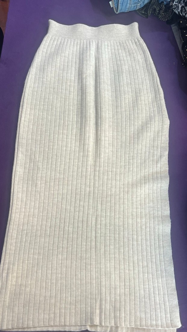 Beyaz triko Uzun Kadın Etek - Görsel 2