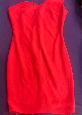 Nar çiçeği Drapeli tek kolMidi Abiye Elbise - Görsel 2