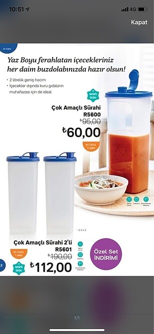 Tupperware sürahi