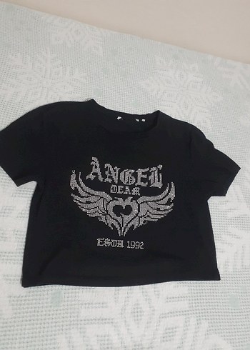 Siyah Baskılı Kısa Kollu Goth Tişört
