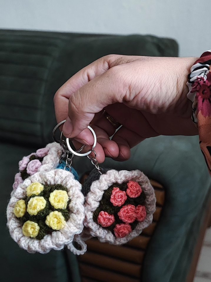 Renkli Örgü Bohem Anahtarlık - Görsel 2