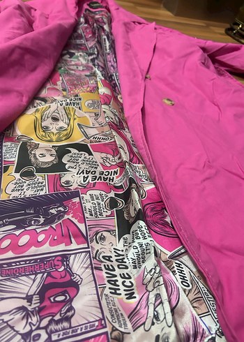 Uzun Pembe Kuşaklı Kadın Trençkot - Görsel 3