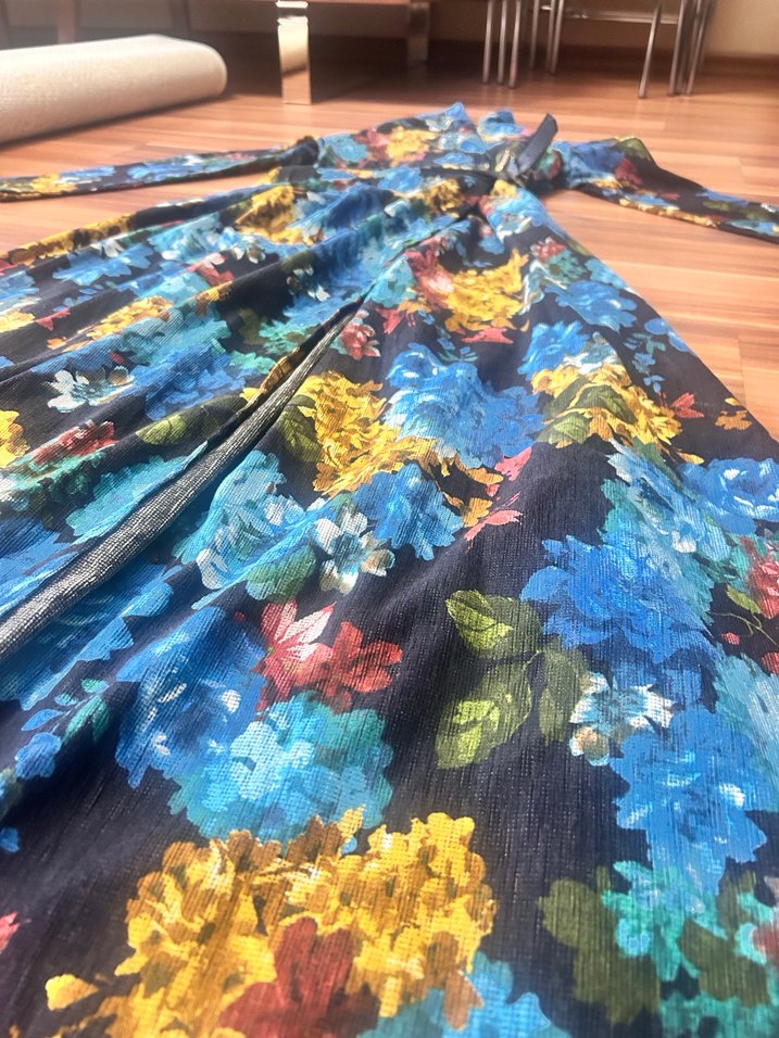 Çiçek Desenli Uzun Kollu Bohem Elbise - Görsel 5