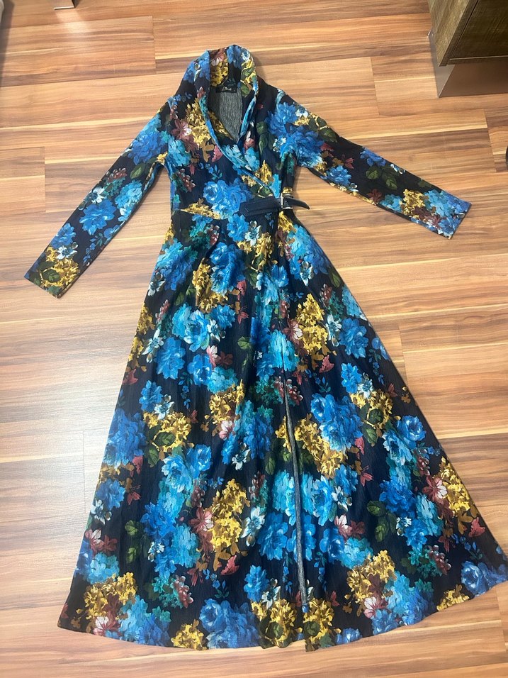 Çiçek Desenli Uzun Kollu Bohem Elbise - Görsel 3