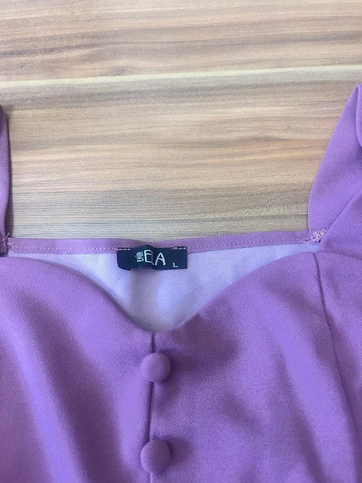 Gül kurusu askılı Kadın Elbise - Görsel 2