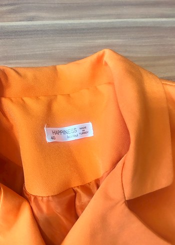 Turuncu Düğmeli Kadın Blazer Ceket - Görsel 5