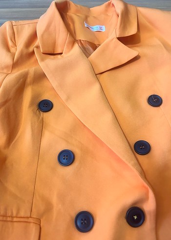 Turuncu Düğmeli Kadın Blazer Ceket - Görsel 6
