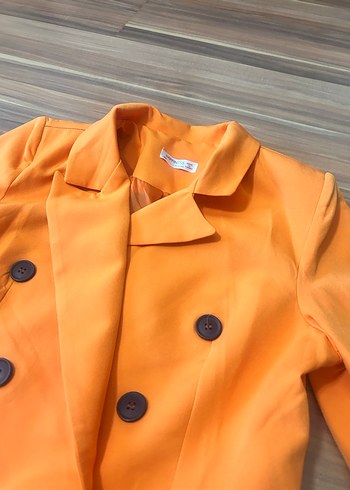 Turuncu Düğmeli Kadın Blazer Ceket - Görsel 3