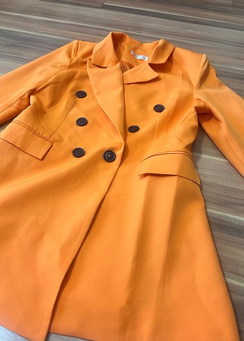 Turuncu Düğmeli Kadın Blazer Ceket - Görsel 4