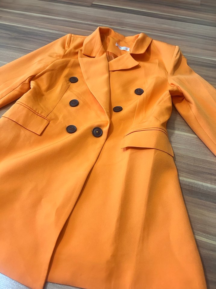 Turuncu Düğmeli Kadın Blazer Ceket - Görsel 4