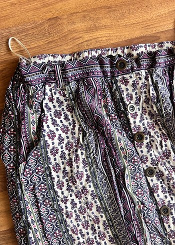 Bohem Çok Renkli Pilili Uzun Etek - Görsel 3