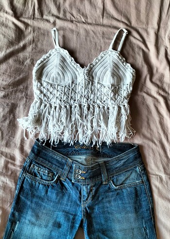 Hippi Örgü Bohem Mini y2k Crop Top - Görsel 4