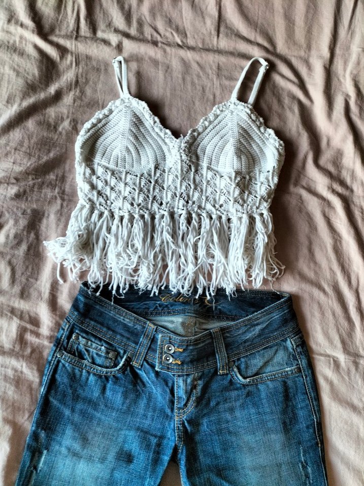 Hippi Örgü Bohem Mini y2k Crop Top - Görsel 4