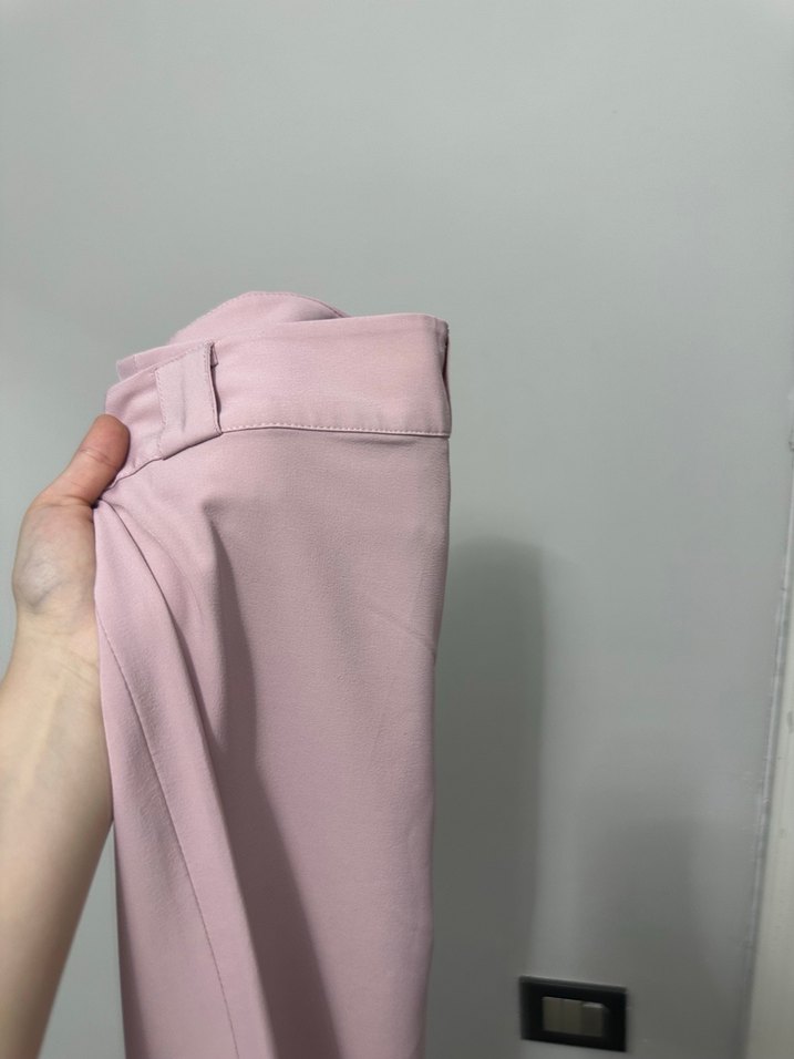Pudra Pembe Düz Kesim Pantolon kapri — görsel 5/6