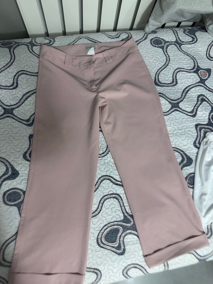 Pudra Pembe Düz Kesim Pantolon kapri — görsel 3/6