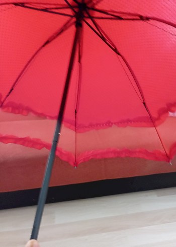 Kırmızı Fırfırlı Kadın Şemsiye - Görsel 6