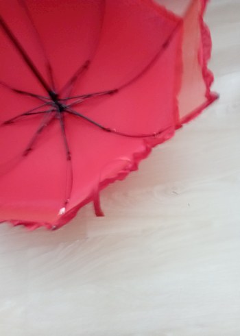 Kırmızı Fırfırlı Kadın Şemsiye - Görsel 7