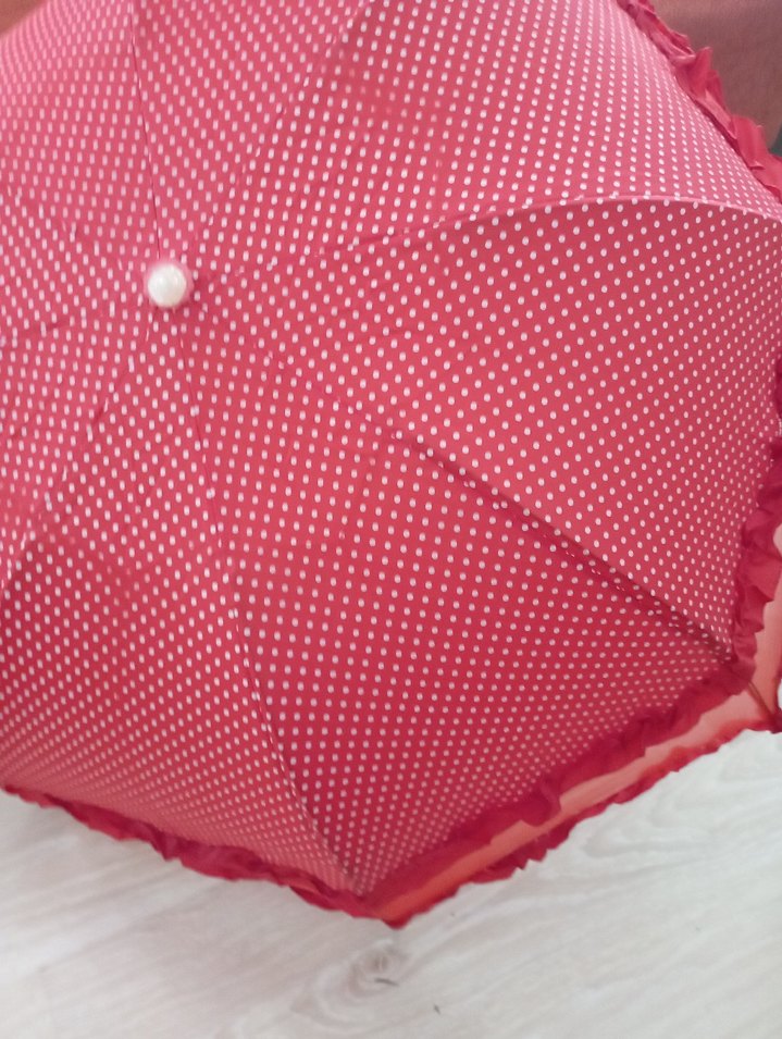 Kırmızı Fırfırlı Kadın Şemsiye - Görsel 2