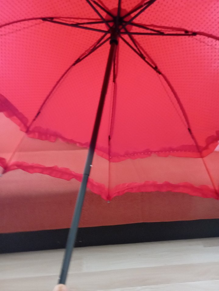 Kırmızı Fırfırlı Kadın Şemsiye - Görsel 3