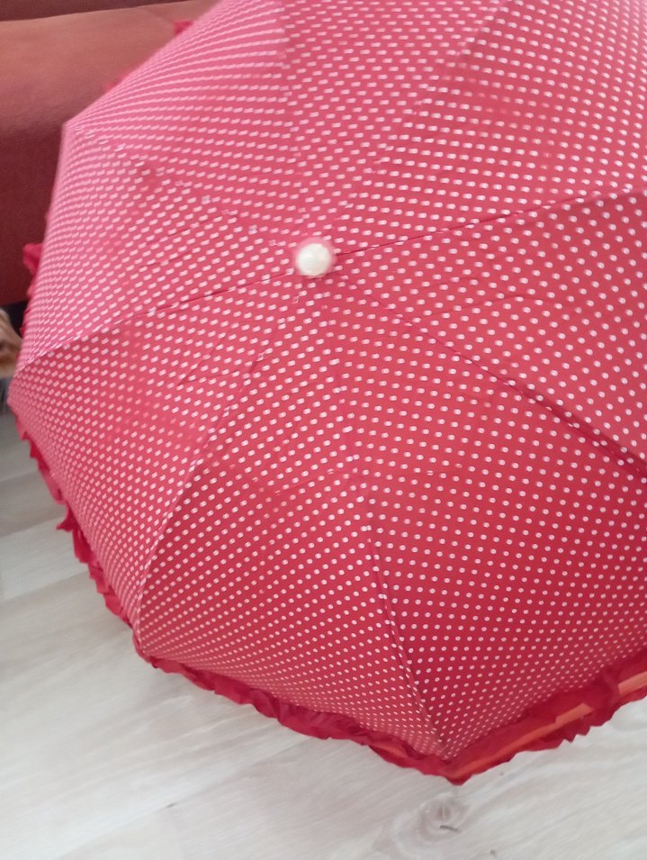 Kırmızı Fırfırlı Kadın Şemsiye - Görsel 5