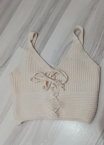 Bej Bohem Kısa Triko Bralet
