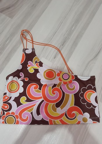 Koton Renkli Desenli tek askılı crop