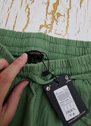 s Beden yeşil Renk Keten pantolon Massimo Dutti