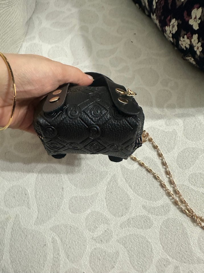 Zincir Detaylı Siyah Deri Biker Kadın Çanta - Görsel 2