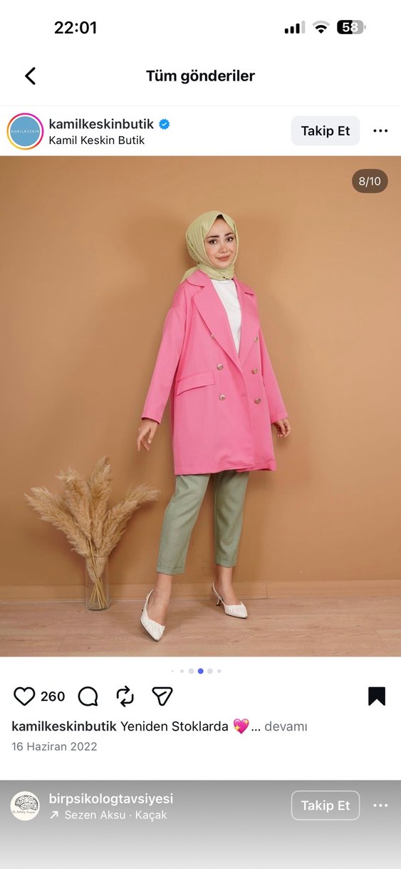 Pembe Uzun Kadın Blazer Ceket - Görsel 2