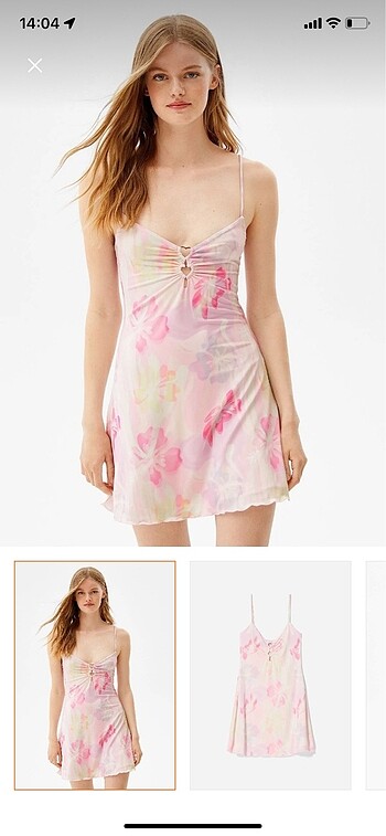 Kalp desenli mini elbise Bershka
