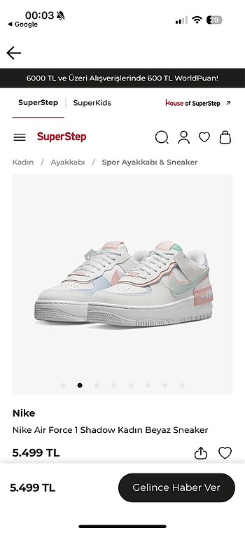 Nike renkli spor ayakkabı