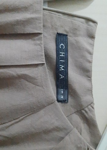 Bej Keten Salaş Midi Elbise - Görsel 6