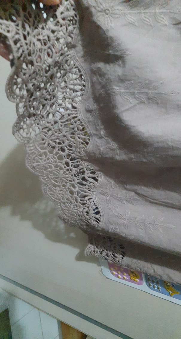 Bej Keten Salaş Midi Elbise - Görsel 4