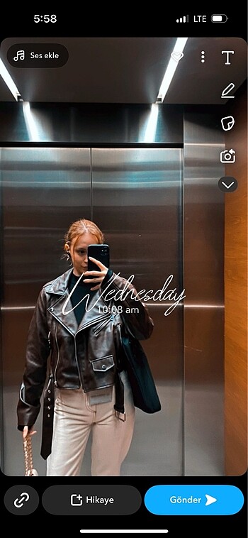 Stradivarius Stradivarius Kahverengi Eskitme Deri Ceket