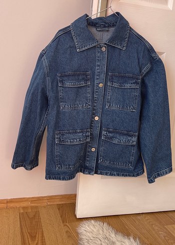 Düğmeli Kadın Mavi Denim Ceket