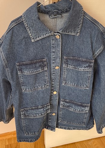 xs Beden Düğmeli Kadın Mavi Denim Ceket