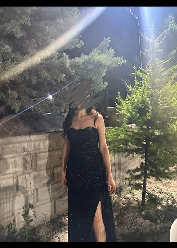 s Beden Siyah Straplez Uzun Kadın Elbise