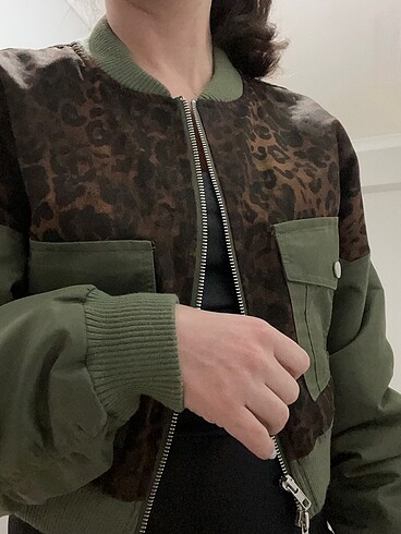 s Beden çeşitli Renk Twist leoparlı mont