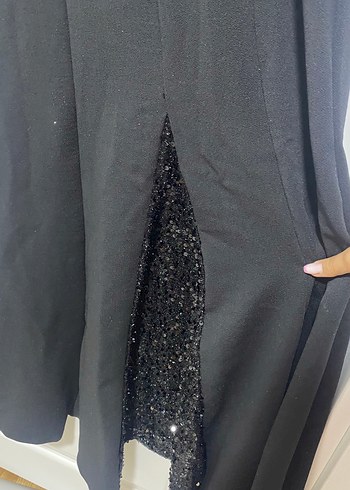 Pul Payet Siyah Uzun Abiye Elbise - Görsel 4