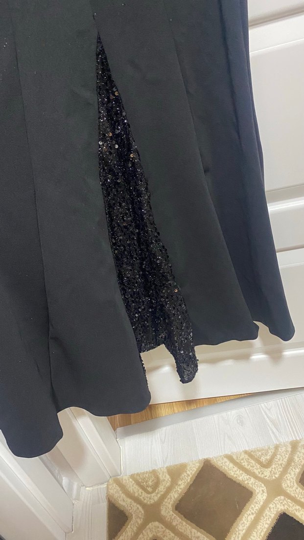 Pul Payet Siyah Uzun Abiye Elbise - Görsel 3