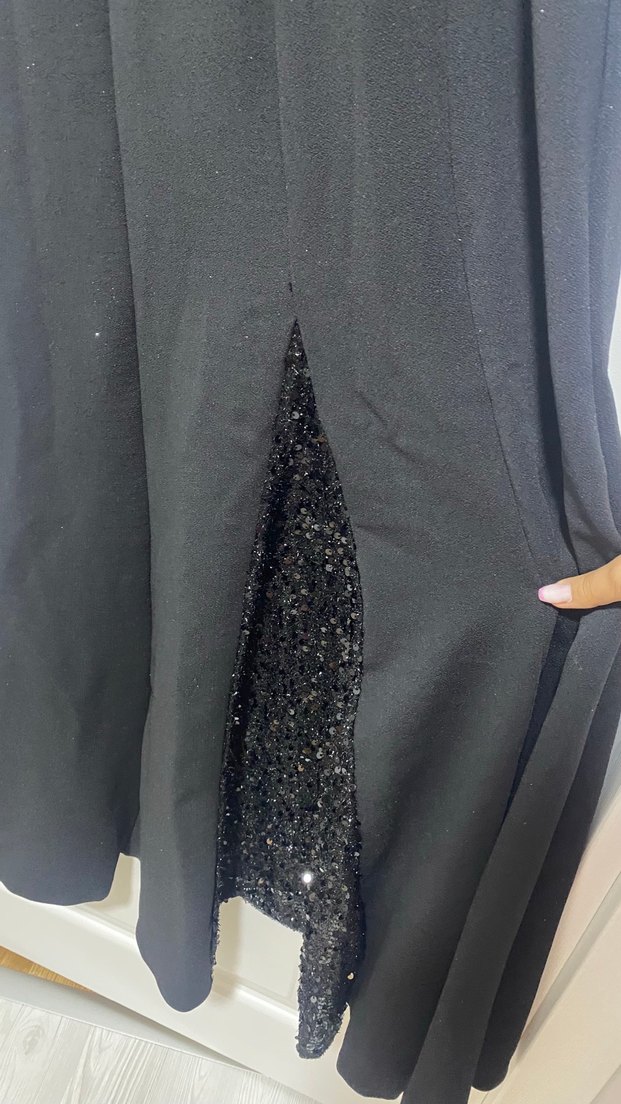 Pul Payet Siyah Uzun Abiye Elbise - Görsel 4