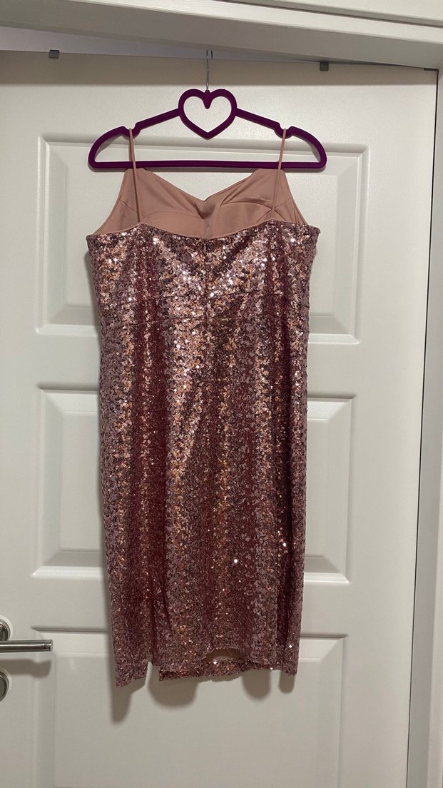 Pullu Pembe Abiye Elbise - Görsel 2