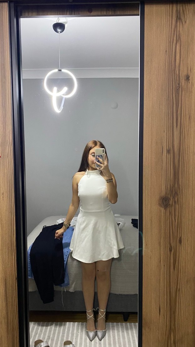 Beyaz Mini Elbise - Görsel 2