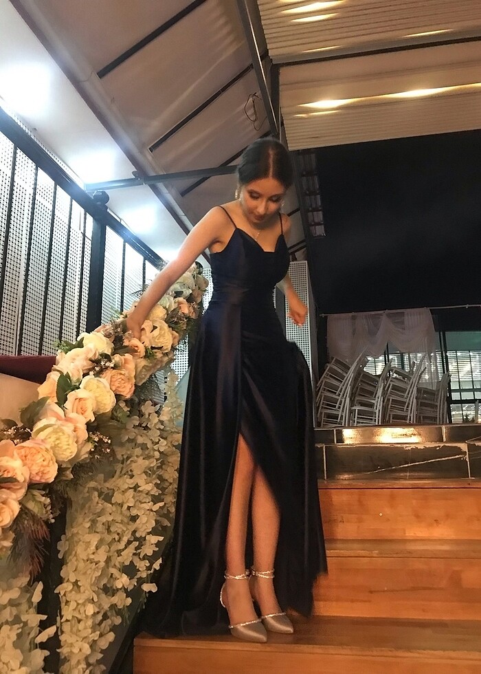 lacivert abiye elbise - Görsel 2