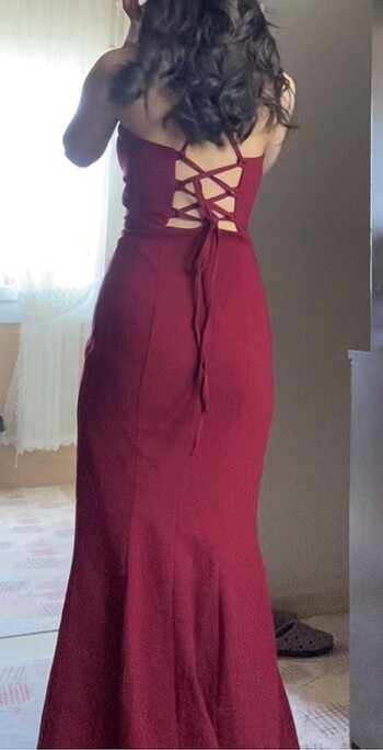 s Beden bordo Renk Bordo balık abiye