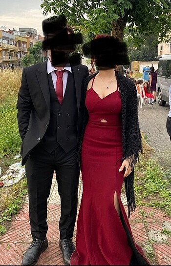 Bordo balık abiye